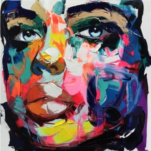 Hand Painted Abstract Cool Face Art Francoise Nielly Designer Thick Palette Knife Canvas Oil painting Living Room Hallway Decor