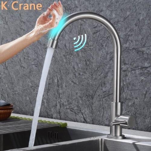 Touch Sensor Kitchen Faucets Single Cold Smart Tap Deck Mounted Stainless Steel Griferia Battery Electric Mutfak Evye Musluklar
