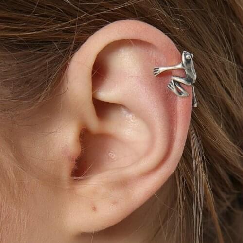 Trend Gothic Punk Frog Ear Cuffs for Women Men Animal Clip Earrings 1Pcs Ear Stud Clip Wrap Alloy Jewelry Gift
