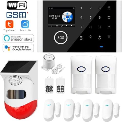 TuyaSmart Wifi GSM Alarm System Home Burglar Alarm Temperature Humidity Wireless Wired Touchpad Fingerprint Alexa Google Home