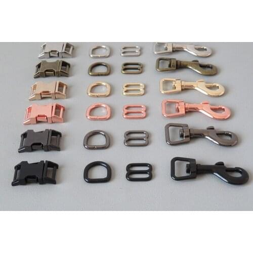 20Sets 15mm 20mm 25mm Dog Collar Paracord Hardware Metal D Ring Sider Tri-Glides Belt Buckle Swivel Trigger Snap Hook Accessory