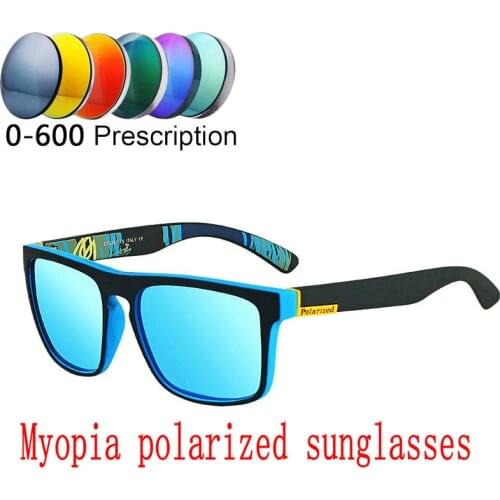 Fashion Diopter Finished Myopia Polarized Sunglasses Men Women Nearsighted Glasses Fashion square mens driving goggles FML