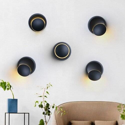 Led wall moon lamp Living room Bedroom Bed Side nordic wall lamp 360 Degrees Adjustable Black White stairs wall lamps children