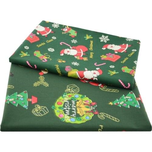 Booksew Merry Christmas Type Fabric Patchwork Sewing Green Santa Claus Cotton Fabric Tecido Quilting Telas Christmas Trees Tissu