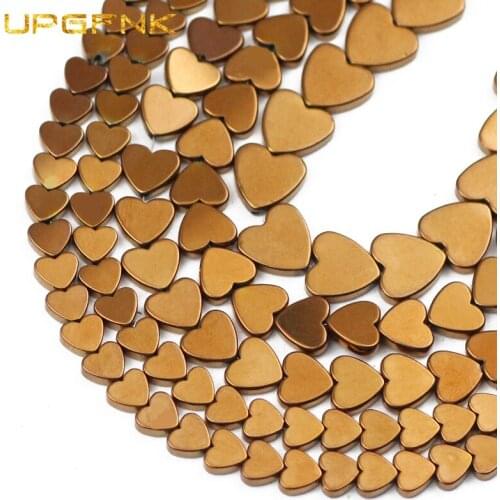 UPGFNK Copper Peach heart Hematite Natural Stone Spacer Loose Beads For Jewelry Making Diy Bracelets Accessories 6/8/10mm 15