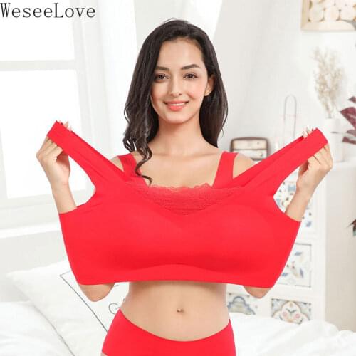 WeseeLove M-7XL Women Seamless Plus Size Bra Push Up Bras Comfortable Wireless Sexy Women Anti-Exposure Sports Vest Bra