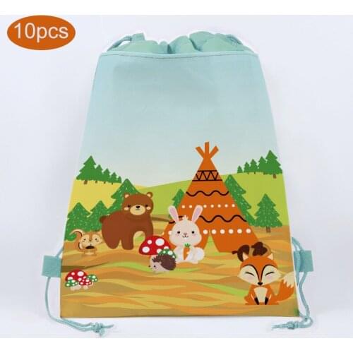 Woodlan Safari Animals Jungle Party Gifts Bags Rabbit Bear Candy Bags Cartoon Non-woven Packing Backpack Kids Party Decorations