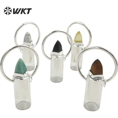 P1667 New design Silver electroplated lip shape big hoop essencial oil bottle necklace pendant for Girl friend