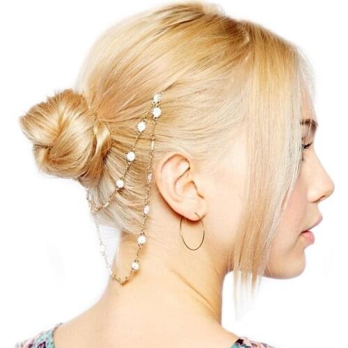 European Style Double Chain Enamel Flower Head Comb Hair Band Hair Accessories for Women Girl