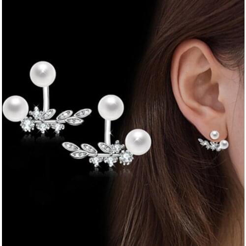 Korean Jewelry 2019 New Zircon Crystal Pretty Earrings For Women Girl Stud Earrings Sliver Brincos Jewelry Favorite