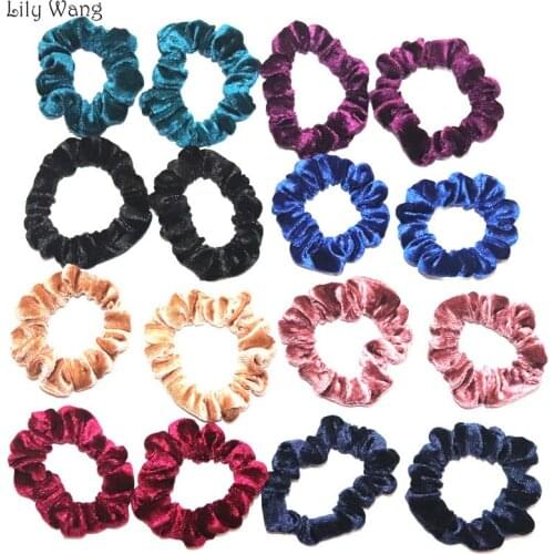 2Pc Lady Hair Scrunchies Elegant Velvet Scrunchies Hair Gum Solid Elastic Hair Bands Girls Hair Accessories For Women Hairband