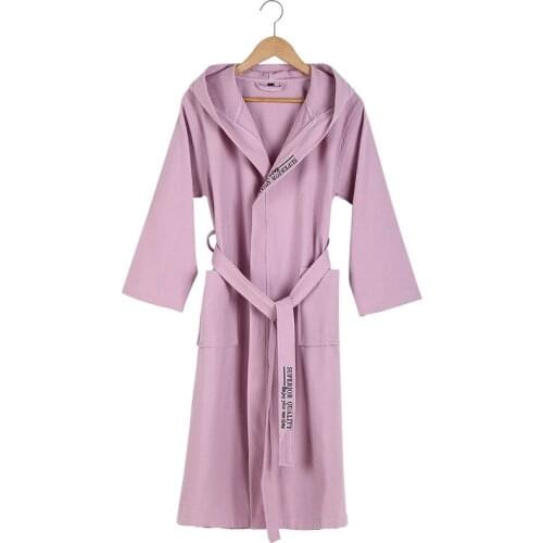 Lovers Summer Waffle Bathrobe Women 100% Cotton Suck Water Kimono Bath Robe Plus Size Dressing Gown Bride Bridesmaid Robes