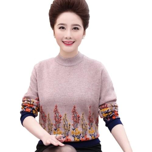 Middle-aged Womens Autumn Winter Wool Sweater 2020 Plus Size 4XL Knit Pullover Tops Female Thick Warm Cashmere Sweater 1741