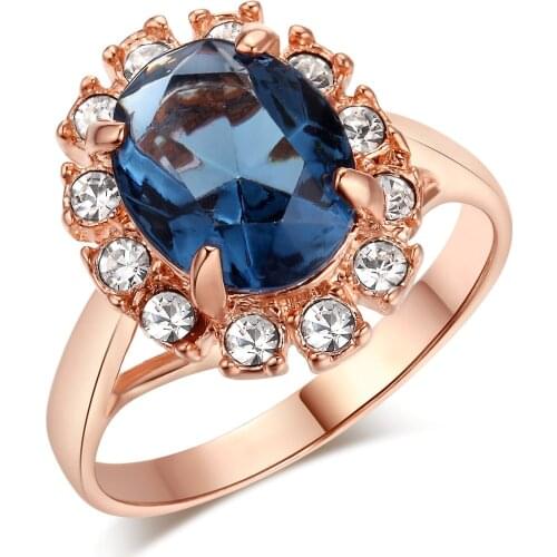 Classic Big Crystal Rings For Women Luxury CZ Rose Gold Plated Female Womens Ring Wedding Engagement Anniversary Jewelry R189