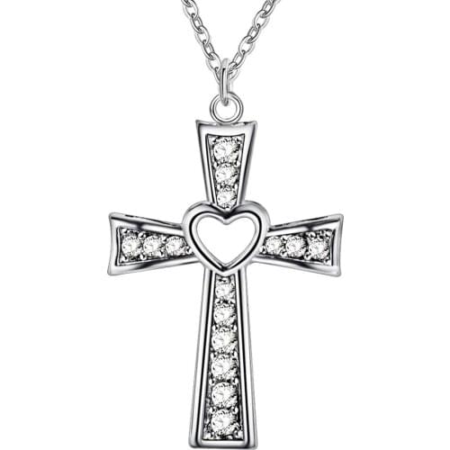 Hot classic 925 Sterling Silver crystal cross pendant Necklace For Women high quality luxury Wedding party Jewelry gifts