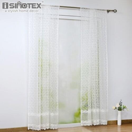 1PCS Floral Embroidered Window Sheer Curtains Pastoral Tulle Panel Drapes for Living Room Bedroom Home Kitchen Curtain Treatment