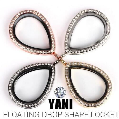 10pcs/lot L20 P20 Mix Colors Water Drop Floating Locket Pendant Magnetic Glass Living Memory Floating Locket Charms with chains