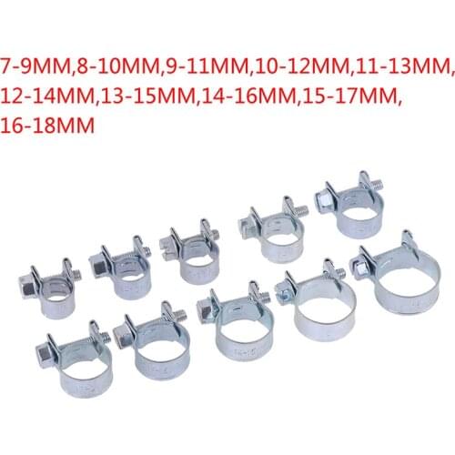 10PCS Car Fuel Hose Clips Hoses Clamps Set Mini Carbon Steel Air Hose Clamp Diesel Petrol Pipe Clips Auto Hose Parts