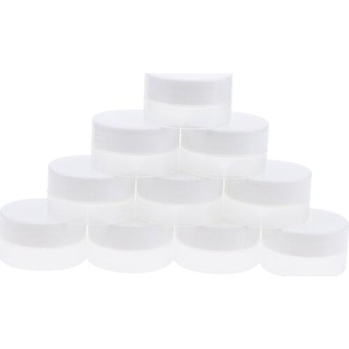 10 Pack Cosmetic Sample Empty Cream Container Plastic Clear Jars Pot with White Screwcap for Eye Shadow, Nails, Paint, Jewelry