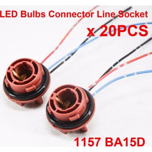 20PCS 1157 BA15D LED Bulbs Holder Socket Wire Connector Extension Turn Stop Harness Line 1156 3156 3157 7440 7443 BA15D T20 P21W