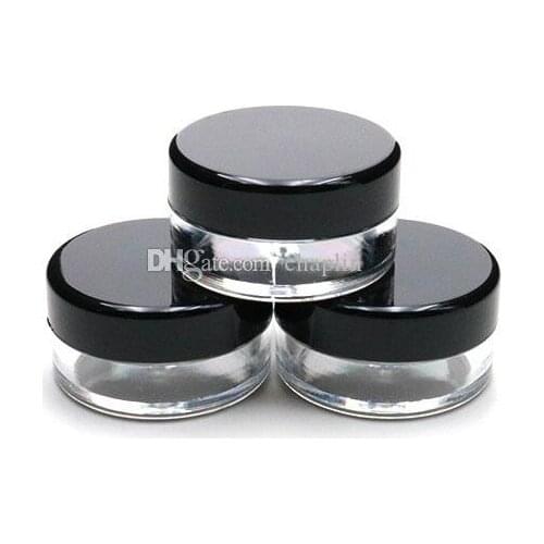 5G 5ML High Quality Empty Clear Container Jar Pot With Black Lids for Powder Makeup, Cream, Lotion, Lip Balm/Gloss, Cosmetic Sam