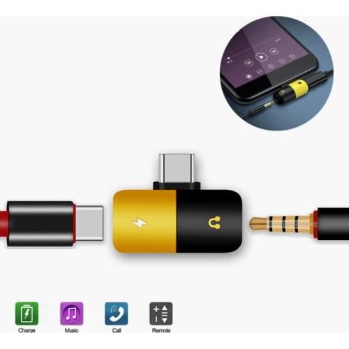 2 In 1 USB-C To 3.5mm Jack Headphone Aux Converter Adapter Charger Audio