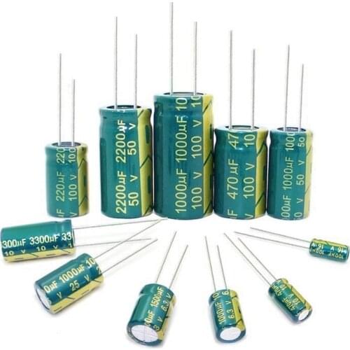 10V 16V 25V 35V 50V 400V High Frequency Low ESR Aluminum Capacitor 100UF 220UF 330UF 470UF 680UF 1000UF 1500UF 2200UF 3300UF