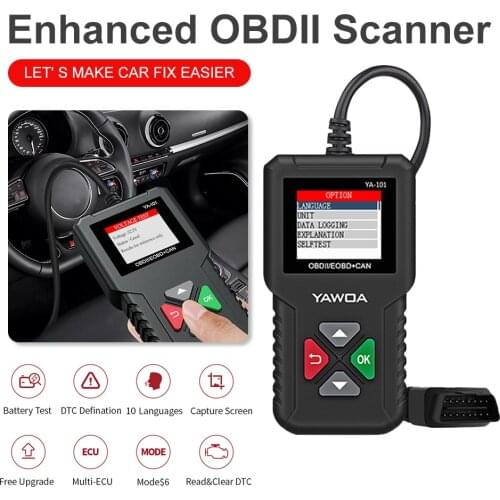 YAWOA YA-101 Automotive OBD2 Scanner OBD Code Reader car code reader scanner tools For Car Check Engine Fault Diagnostic