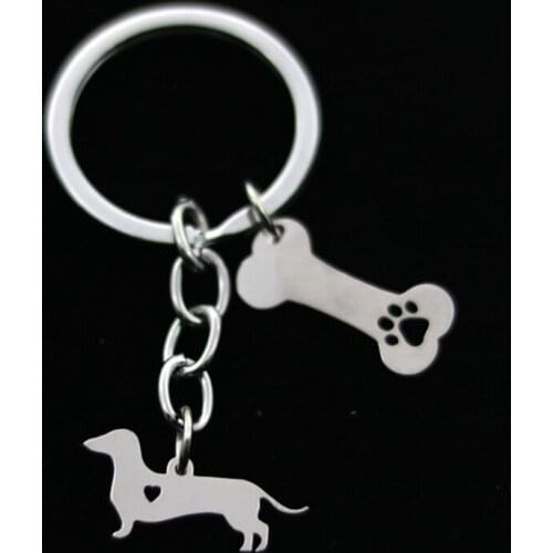 Bedlington terrier Keychain Pet Dog and Bone Hollow Claw Stainless Steel Keyrings Dog Lovers Car Key Ring Holder Fashion Jewelry