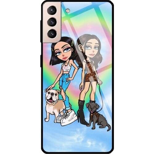 Tie Dye Heart Girls Dogs Tempered Glass Cover For Samsung Galaxy S21 Ultra S20 FE S8 S9 S10 Plus Note 10 20 Case