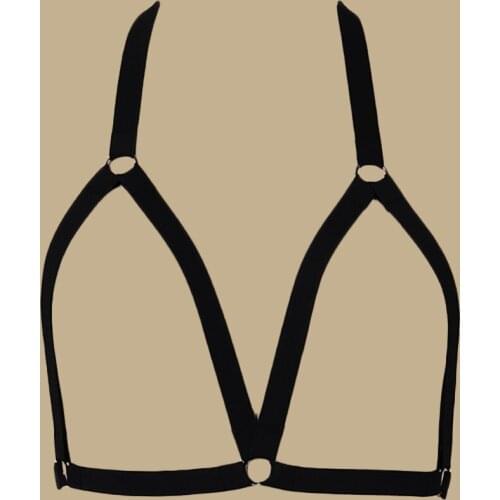Black Open Chest Bra Goth Harness Belt Punk Sexy Lingerie Rave Body Harness Edgy Adjustable Body Cage Bondage Harness Bra