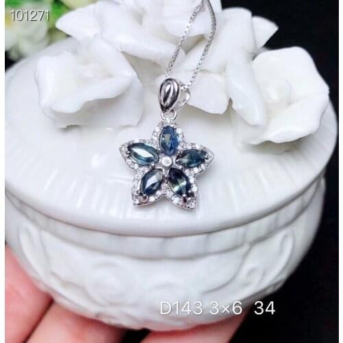 Flower Sapphire necklace pendant Free shipping Natural real sapphire 925 sterling silver Pendant
