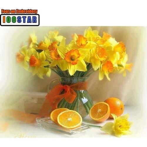 DIY Diamond Painting Cross Stitch Yellow flowers and oranges Home Decor Full Rhinestone Mosaic 5D Diamond Embroidery