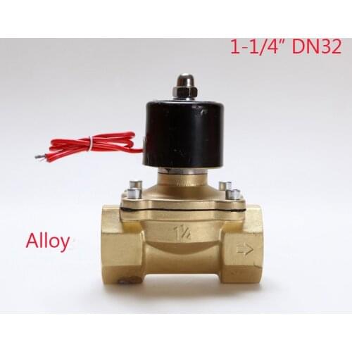 Electric Solenoid Valve Water Air N/C 2 Way 1-1/4" AC 220V 2W320-32 Alloy Body DC12V 24V AC110V 220V Alloy Water Valve