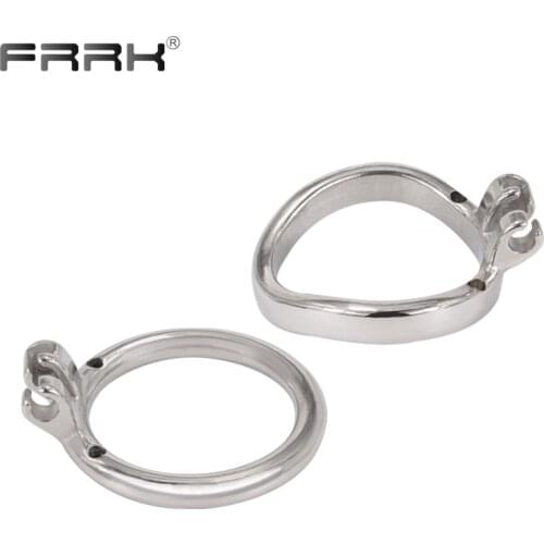 Silicone Urethral Tube Steel Circular Curve Cock Penis Rings for FRRK Male Chastity Cage Retaining U Ring Brass Padlock 2 Keys