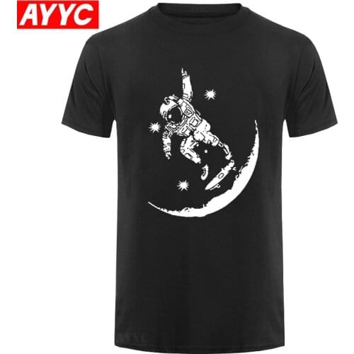 AYYC T Shirt Tshirt 100% cotton play on the moon print o neck short sleeve designs men T shirt casual summer loose male t shirt