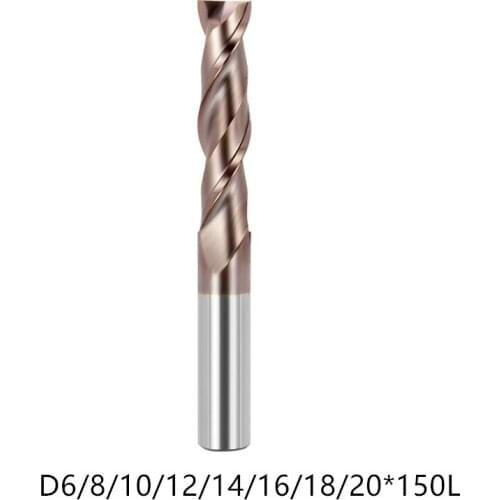 HRC50 D6 8 10 12 14 16 20*L150 2 Flutes Extra Long Tungsten Carbide Flat Square End Mill Set CNC Tool Milling Cutter of Machine