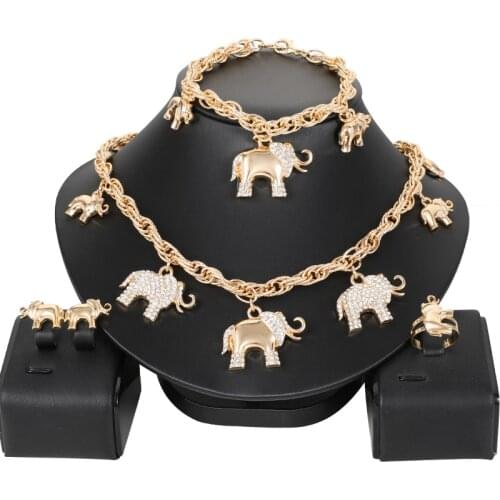 New Luxury Dubai Gold Colorful Jewelry Sets Nigerian Wedding Necklace Ring for Women African Beads Costume Jewelry Set