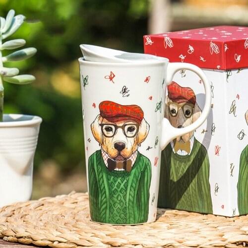 Mug large-capacity creative personality trend ceramic water cup household female gift cup with lid