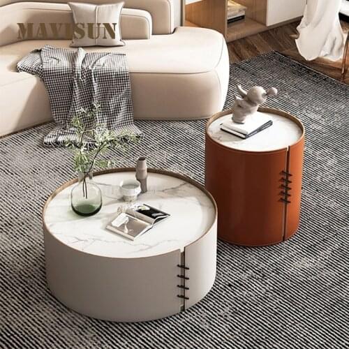 Side Tables Furniture New Minimalist Large And Small Living Room Coffee Table Set Italian Design Round End Desk Combination