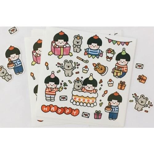 Ins Cartoon Birthday Party PVC Stickers Seal Sticker High Quality Hand Account Decoration Wall Stickers Campus DIY Stationery