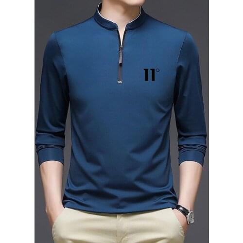 2021 Spring And Autumn Mens Solid Color Stand Collar Shirt Top Long Sleeve Short Sleeve Mens T-shirt Business Mens Shirt