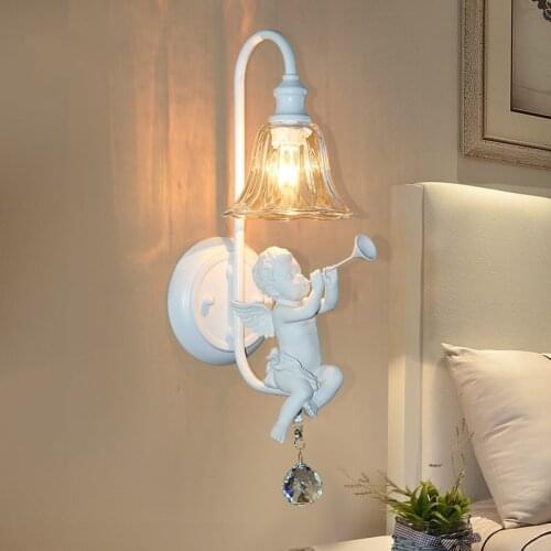 Pastoral Angel Wall Light Foyer Abajur Living Room Bedside Aisle Stair Cafe Lamparas Bar Hotel Corridor Wall Lamp Bra