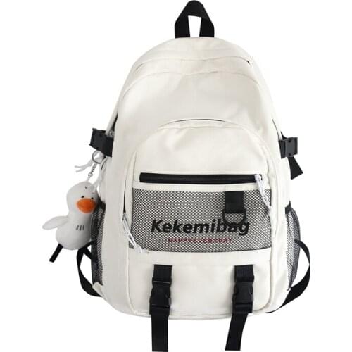 Nylon School Book Bag Mochila Women Waterproof Backpack Ladies Girl Black Rucksack For Teenage