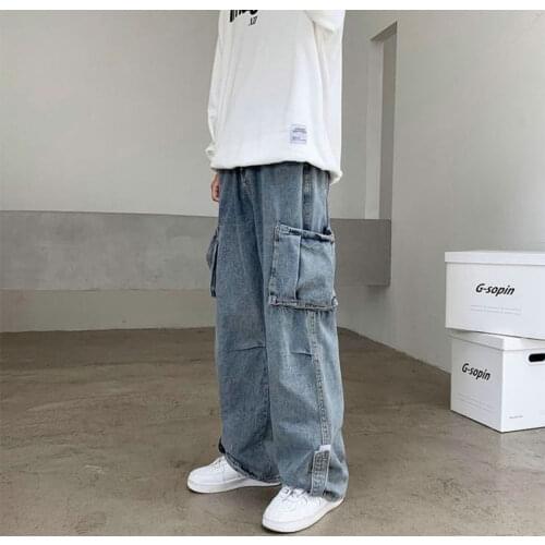 2021 New Streetwear Hip Hop Cargo Pants Mens jeans Cargo Pants Elastic Harem Pants Joggers Pants Autumn and Spring Men Pants