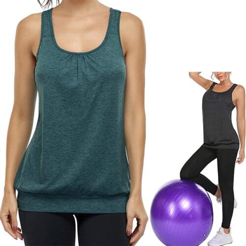 NEW Women Yoga Vest Sports Running Shirts Singlet Sleeveless Racerback Gym Training Tank Tops Workout Athletic Fitness Crop Top