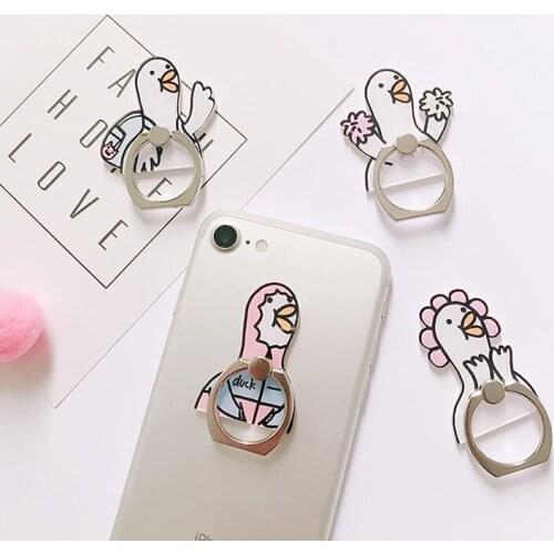 New Design Universal Acrylic Mobile Phone Finger Ring Holder Stand Cute Cartoon Duck Smartphone Holder Ring For iPhone Xiaomi