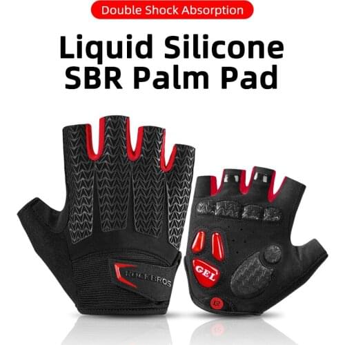 ROCKBROS MTB Road Bike Gloves Autumn Spring SBR GEL Pad Shockproof Half Finger Gloves