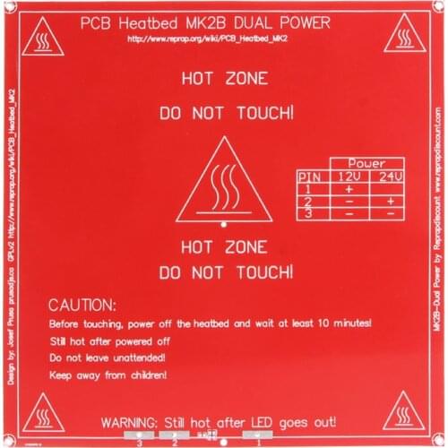 Details about 3D Printer PCB Heated MK2B Board 12/24 Dual Power Hot Plate Module 214x214mm