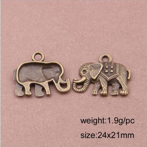 25pcs 24*21mm Antique Bronze Plated Elephant Charms Pendant Jewelry Findings Fit For DIY Jewely